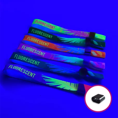 Látkový náramek - Dětská velikost (15x300 mm, jednostranný barevný FLUO potisk) - s plastovým kroužkem