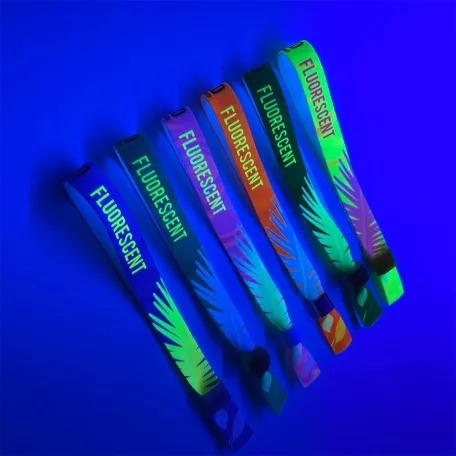 Látkový náramek - Dětská velikost (15x300 mm, jednostranný barevný FLUO potisk) - s plastovým kroužkem