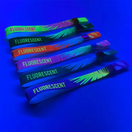 Látkový náramek - Dětská velikost (15x300 mm, jednostranný barevný FLUO potisk) - s opakovaně uzavíratelným plastovým kroužkem
