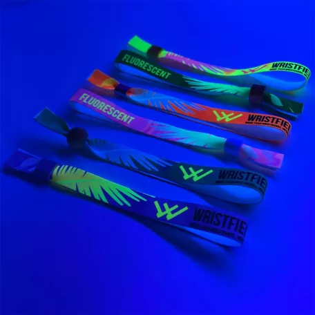 Látkový náramek - Dětská velikost (15x300 mm, jednostranný barevný FLUO potisk) - s opakovaně uzavíratelným plastovým kroužkem