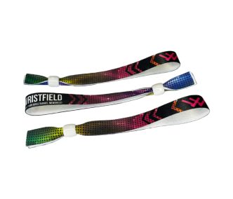   Látkový náramek - s barevným potiskem na jedné straně - s opakovaně zavíratelným plastovým kroužkem - Dětská velikost 15x300mm 