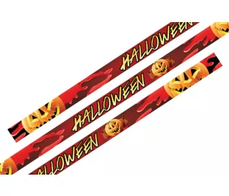   Textilní náramek barevné satén vzorované 15mm -  Halloween dýně - s plastovým uzávěrem