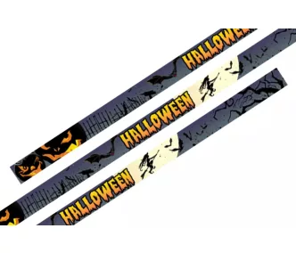   Textilní náramek barevné satén vzorované 15mm -  Halloween Čarodějnice - s plastovým uzávěrem