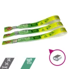 R-PET náramek (z recyklovaných PET lahví, 15x340mm, s barevným potiskem na jedné straně, variabilní údaje) - s hliníkovým kroužkem