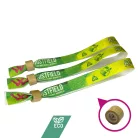 R-PET náramek (z recyklovaných PET lahví, 15x340mm, s barevným potiskem na jedné straně, variabilní údaje) - s bambusovým / plastovým kroužkem