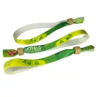 R-PET náramek (z recyklovaných PET lahví, 15x340mm, s barevným potiskem na jedné straně, variabilní údaje) - s bambusovým / plastovým kroužkem