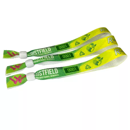 R-PET náramek (z recyklovaných PET lahví, 15x340mm, s barevným potiskem na jedné straně, variabilní údaje) - se znovu uzavíratelným plastovým kroužkem