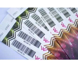   Náramky 1" Tyvek S barevným potiskem a s čárovým kódem